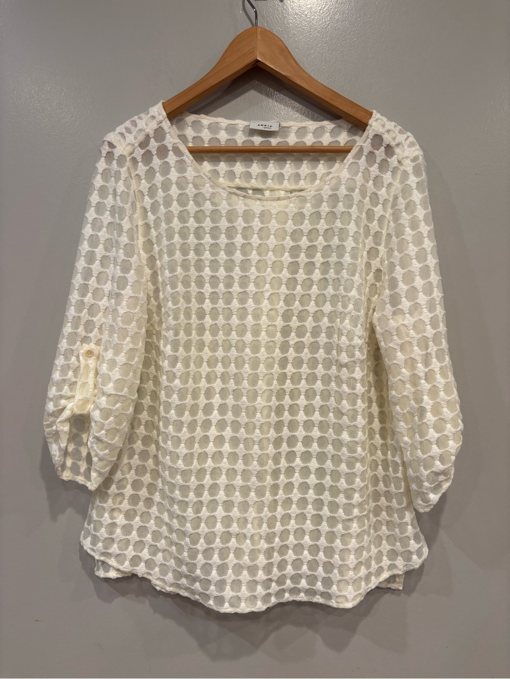 Akris Punto Cream Dot-Lace Sheer Blouse